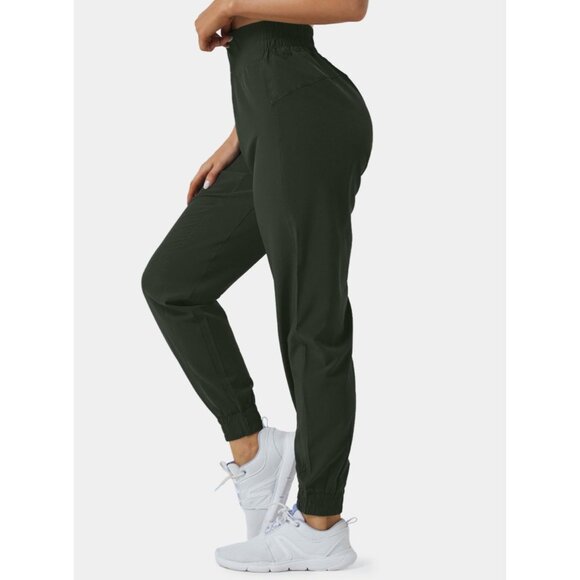 Halara High Waisted Elastic Waistband Casual Joggers Sz Small Petite Womens Gree - Picture 4 of 8